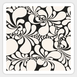 Groovy Folk Flowers / Retro Floral Decor on Charcoal Sticker